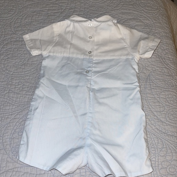 Petit Ami blue and white one Piece fleur-de-lis embroidery 6 months - Picture 7 of 9